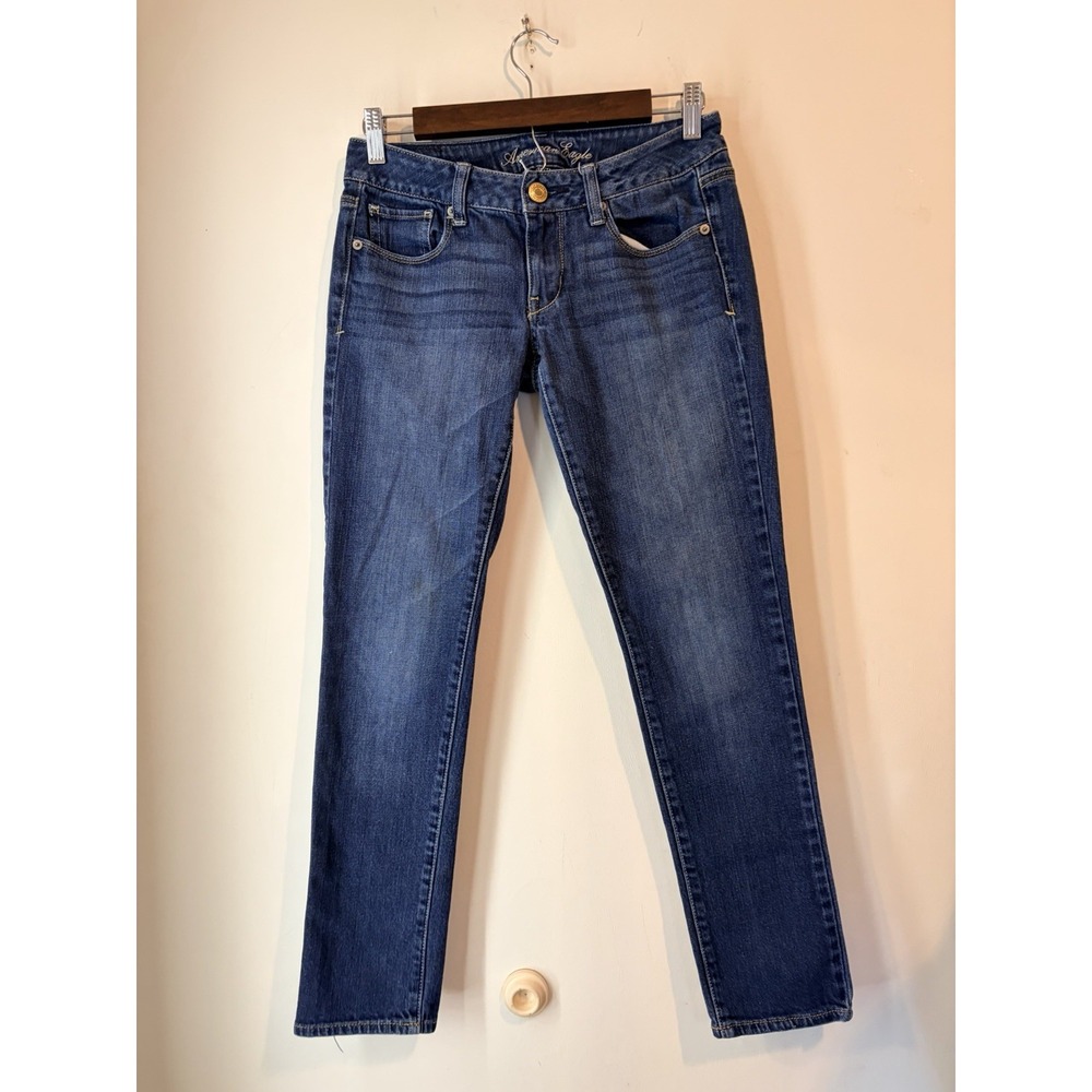 Vintage Y2k American Eagle Low Rise Skinny Jeans Size 2 Short Medium Wash Stretc